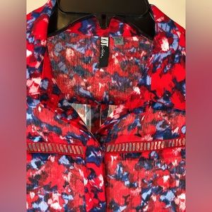 Kut from the Kloth Lattice Trim Button Down Blouse, S